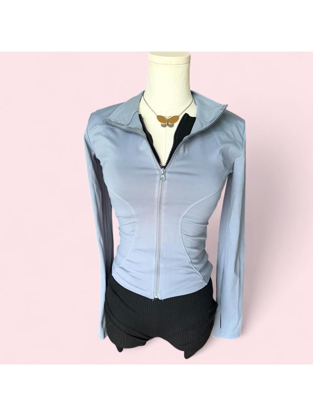 Steel Blue Sculpting Full-Zip Athletic Jacket